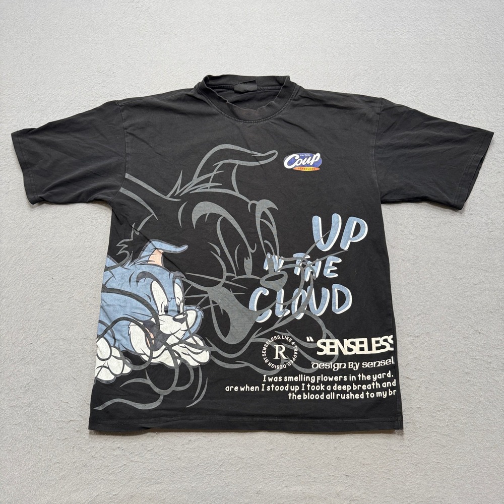H&M T-Shirt Men's Large Black Tom & Jerry‎ Graphic Short Sleeve Streetwear Retro